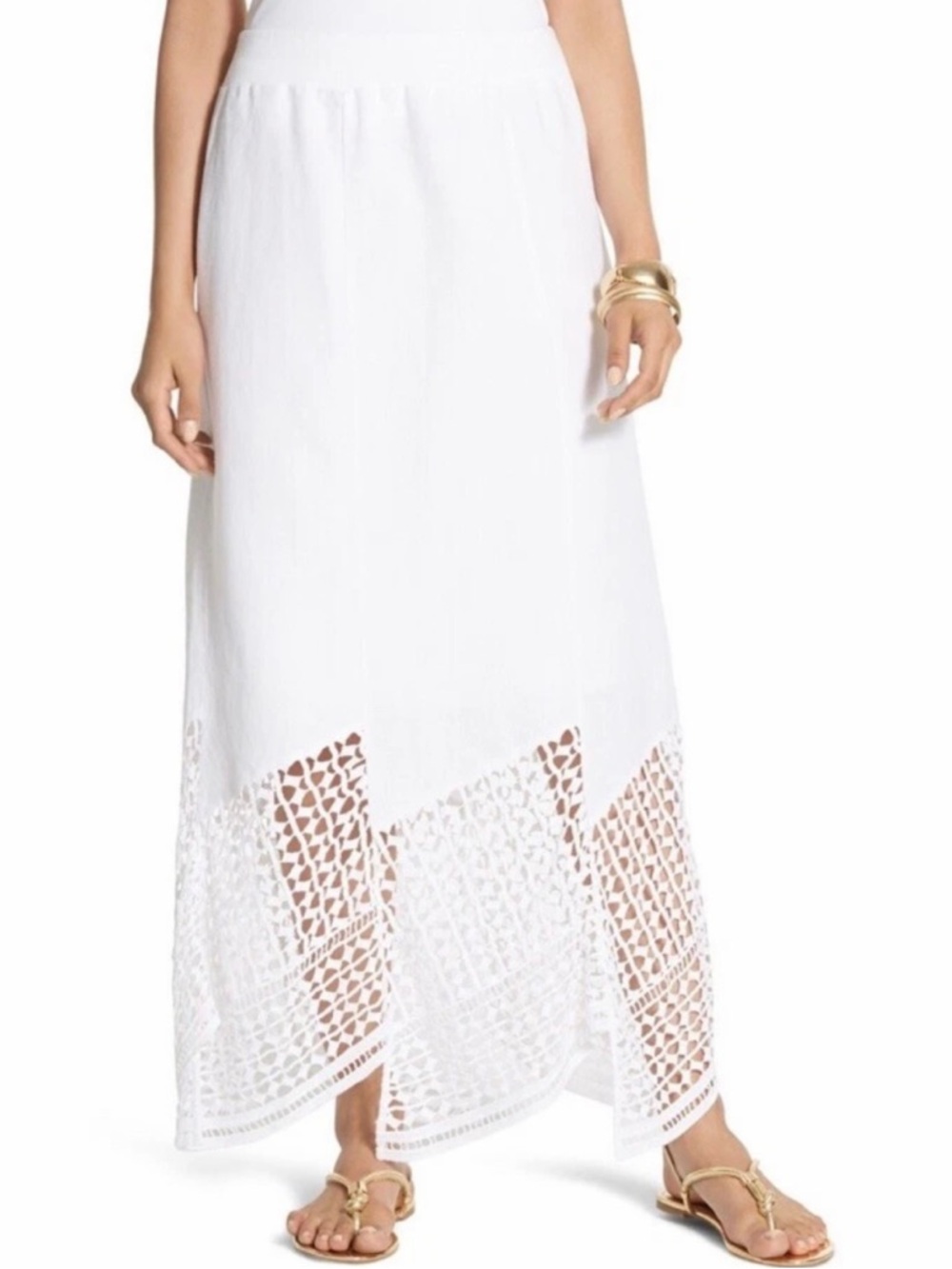 Chico’s Ramie Crochet Leah Maxi Skirt